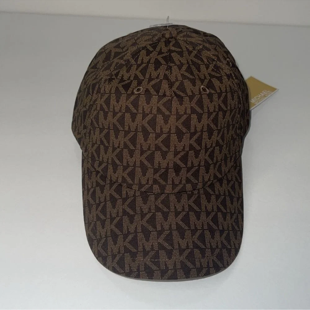 Michael Kors Signature MK Logo Baseball Cap Hat, Brown One Size.NWT